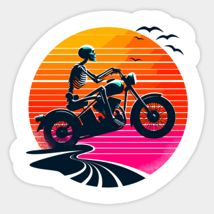 Skeleton Riding Sticker